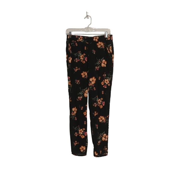 Divided Black Floral Pants Sz 8 - Picture 2 of 13
